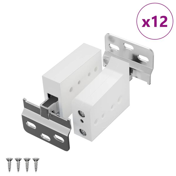vidaXL Szekr&eacute;ny f&eacute;makaszt&oacute; 12 pcs Feh&eacute;r 70 x 48 x 19 mm Vas &eacute;s Műanyag