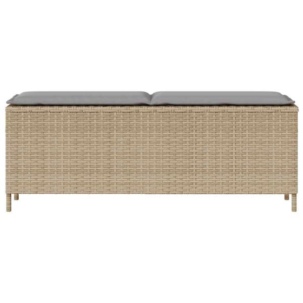 vidaXL bézs polyrattan kerti pad párnával 110x30x40,5 cm