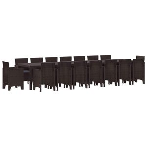 vidaXL Kerti &eacute;tkező szett p&aacute;rn&aacute;kkal p&aacute;rn&aacute;val 17 pcs Barna PP