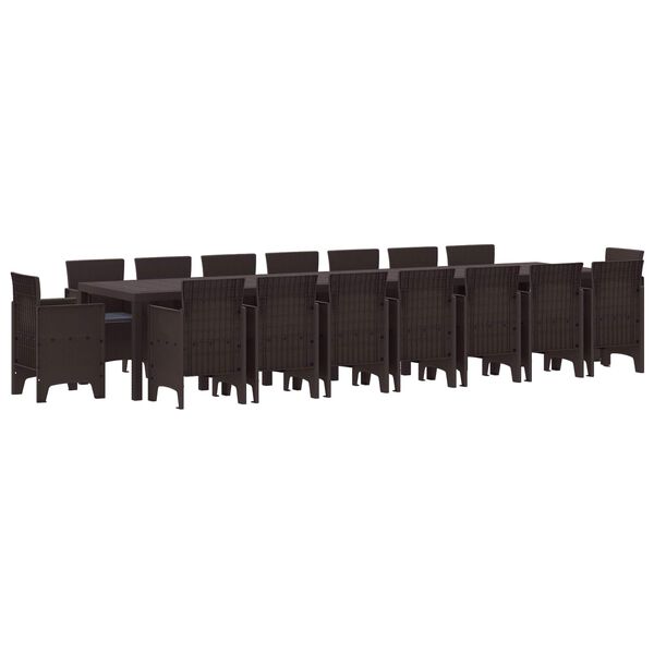 vidaXL Kerti &eacute;tkező szett p&aacute;rn&aacute;kkal p&aacute;rn&aacute;val 17 pcs Barna PP