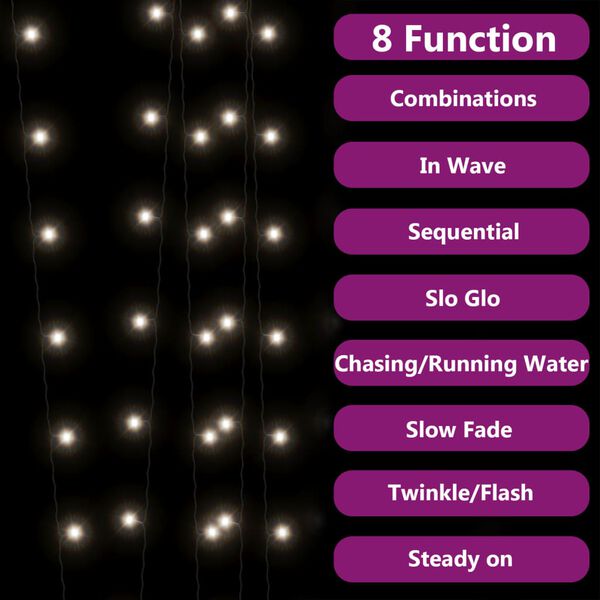 vidaXL 2 db 2x200 LED-es hideg feh&eacute;r bel-/k&uuml;lt&eacute;ri napelemes f&eacute;nyf&uuml;z&eacute;r