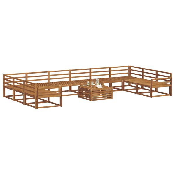 vidaXL K&uuml;lt&eacute;ri kanap&eacute; szett 11 pcs Term&eacute;szetes T&ouml;m&ouml;r Ak&aacute;cfa