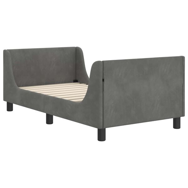 vidaXL Gyerekágy kerettel fejtámlával Sötétszürke 80 x 160 cm Bársony