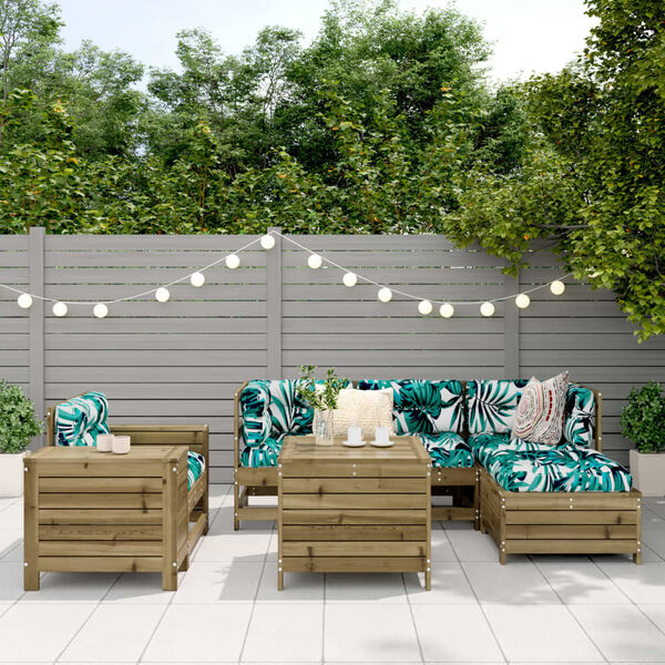vidaXL 7 részes impregnált fenyőfa kerti kanapészett