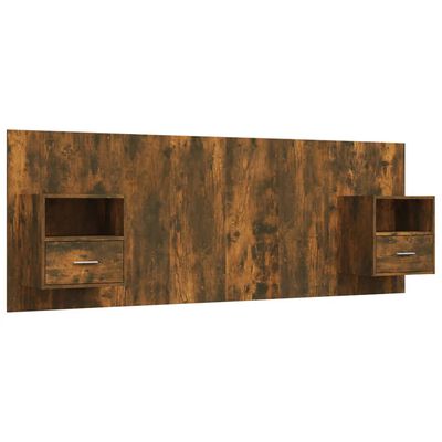 vidaXL füstös tölgyszínű szerelt fa ágyfejtámla szekrényekkel