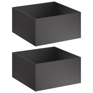 vidaXL Kerti cser&eacute;p 2 db Fekete 60 x 60 x 40 cm Hidegen hengerelt ac&eacute;l