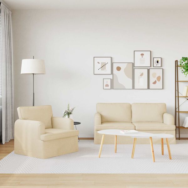 vidaXL Kanap&eacute; 2 pcs Kr&eacute;m 162 x 80 x 85 cm sz&ouml;vet