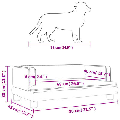 vidaXL rózsaszín bársony kutyaágy 80 x 45 x 30 cm