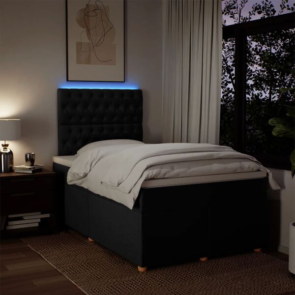 vidaXL fekete sz&ouml;vet rug&oacute;s &aacute;gy matraccal 120 x 200 cm