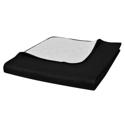 Kétoldalú vattázott ágytakaró 220 x 240 cm fekete/fehér