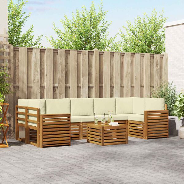 vidaXL &Uuml;lőgarnit&uacute;r&aacute;k 8 pcs Term&eacute;szetes &eacute;s kr&eacute;msz&iacute;nű T&ouml;m&ouml;r Ak&aacute;cfa