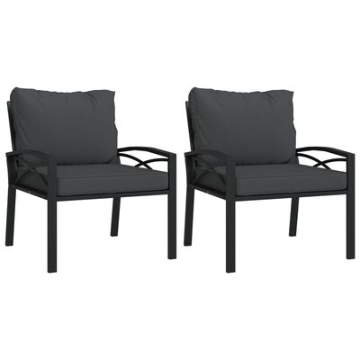 vidaXL 2 db acél kerti szék szürke párnákkal 68 x 76 x 79 cm