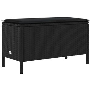 vidaXL Kerti l&aacute;btart&oacute; p&aacute;rn&aacute;val Fekete 80 x 38 x 45 cm PE Rattan
