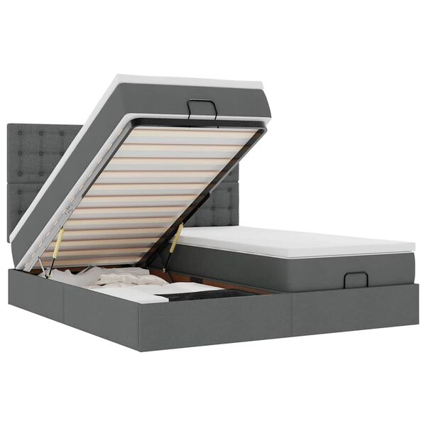 vidaXL Ottom&aacute;n &aacute;gykeret matracokkal S&ouml;t&eacute;t sz&uuml;rke 200x200cm sz&ouml;vet