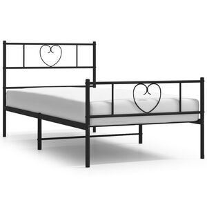 vidaXL fekete f&eacute;m &aacute;gykeret fej- &eacute;s l&aacute;bt&aacute;ml&aacute;val 75 x 190 cm