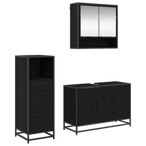vidaXL F&uuml;rdőszoba b&uacute;tor szett fi&oacute;kkal 3 pcs Fekete t&ouml;lgy Faanyag