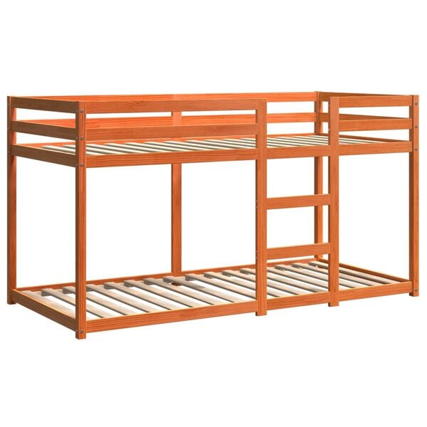 vidaXL viaszbarna tömör fenyőfa emeletes ágy 80 x 200 cm