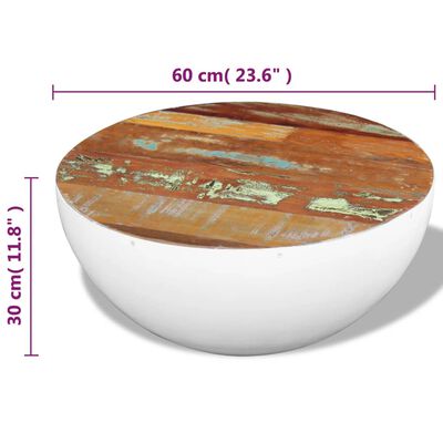 vidaXL csésze alakú újrahasznosított fa dohányzóasztal 60 x 60 x 30 cm