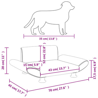 vidaXL világosszürke szövet kutyaágy 70 x 45 x 28 cm