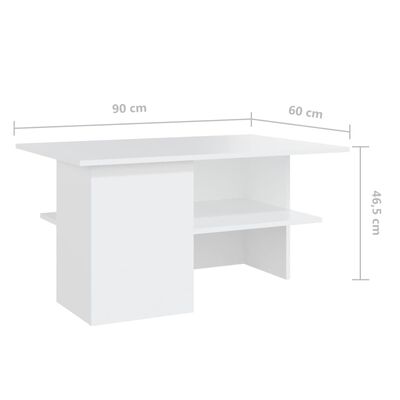 vidaXL fehér forgácslap dohányzóasztal 90 x 60 x 46,5 cm
