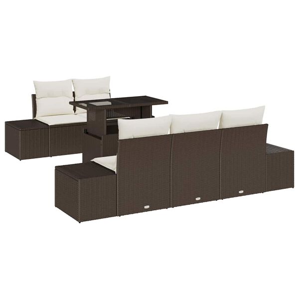 vidaXL Kerti Kanapé Szett párnával tárolóval 6 pcs Barna és Krém