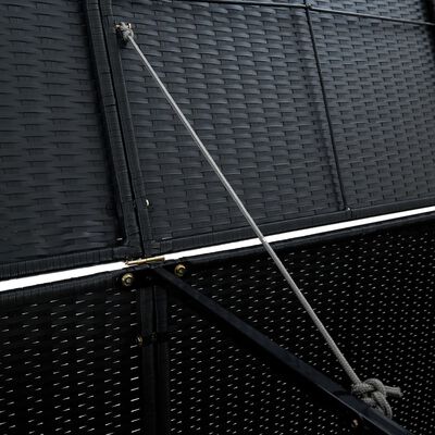 vidaXL fekete rattan dupla tároló gurulós kukához 148 x 80 x 111 cm