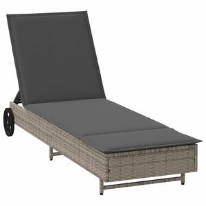 vidaXL sz&uuml;rke polyrattan napoz&oacute;&aacute;gy kerekekkel &eacute;s p&aacute;rn&aacute;val