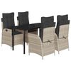vidaXL 5r&eacute;szes vil&aacute;gossz&uuml;rke polyrattan kerti &eacute;tkezőgarnit&uacute;ra p&aacute;rn&aacute;val