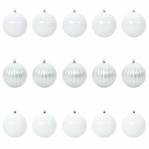 vidaXL Kar&aacute;csonyi D&iacute;szszett XL 15 db Feh&eacute;r &Oslash; 10 cm Műanyag
