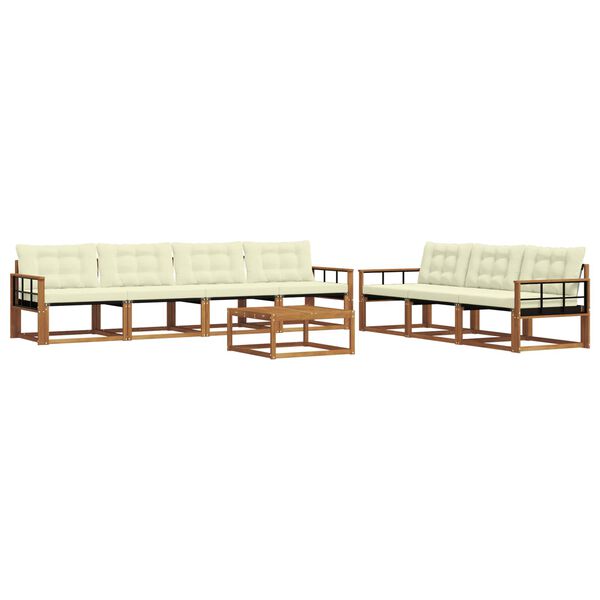 vidaXL K&uuml;lt&eacute;ri kanap&eacute; szett p&aacute;rn&aacute;val 8 pcs Term&eacute;szetes &eacute;s kr&eacute;msz&iacute;nű