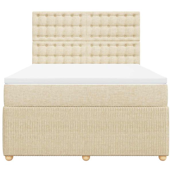 vidaXL kr&eacute;msz&iacute;nű sz&ouml;vet rug&oacute;s &aacute;gy matraccal 140 x 190 cm