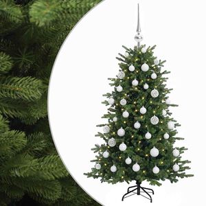 vidaXL Műkar&aacute;csonyfa g&ouml;mbbel 120 cm 150 LED Meleg feh&eacute;r PVC &eacute;s f&eacute;m