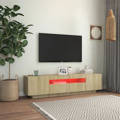 vidaXL sonoma-tölgy színű TV-szekrény LED-lámpákkal 160 x 35 x 40 cm