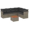 vidaXL 7 r&eacute;szes sz&uuml;rke polyrattan kerti &uuml;lőgarnit&uacute;ra p&aacute;rn&aacute;kkal