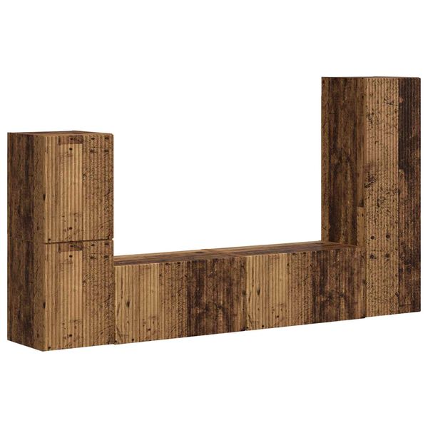 vidaXL TV szekr&eacute;ny garnit&uacute;ra Falra szerelhető 4 pcs &Ouml;reg fa Faanyag