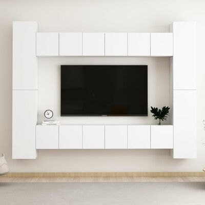 vidaXL 10 részes fehér forgácslap TV-szekrényszett
