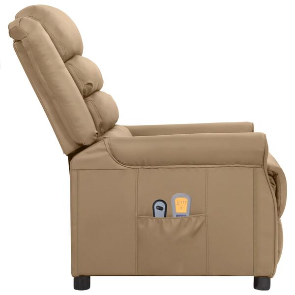 vidaXL kávészínű műbőr elektromos masszázsfotel