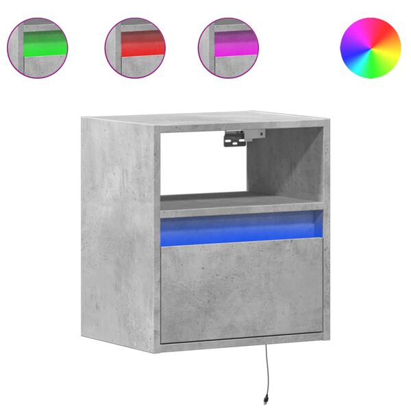 vidaXL 2 db betonsz&uuml;rke fali TV-szekr&eacute;ny LED-del 41 x 31 x 45 cm