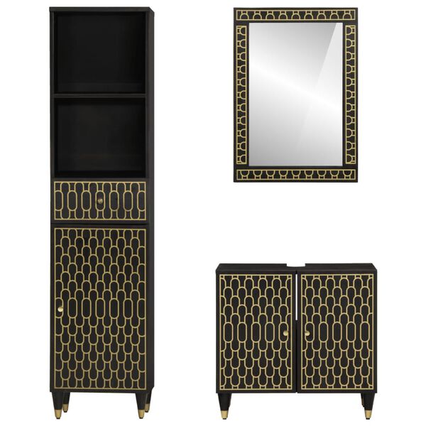 vidaXL 3 részes tömör mangófa fürdőszobai bútorszett