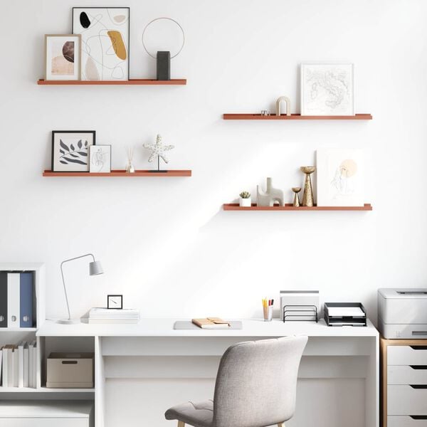 vidaXL Falpolc polcokkal t&aacute;rol&oacute;val 4 pcs Piros 80 x 9 x 3 cm Faanyag