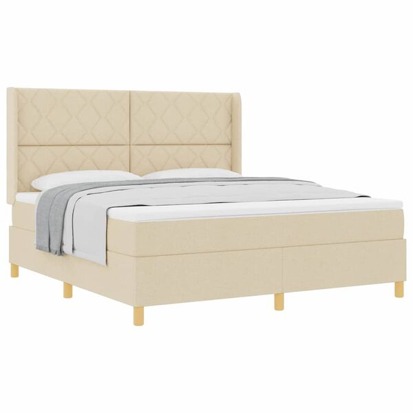 vidaXL Box Spring &aacute;gy matracmal fejt&aacute;ml&aacute;val Kr&eacute;m 180 x 200 cm sz&ouml;vet