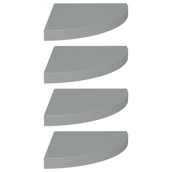 vidaXL 4 db szürke MDF lebegő sarokpolc 35 x 35 x 3,8 cm