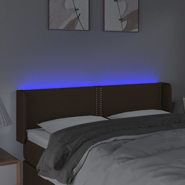 vidaXL s&ouml;t&eacute;tbarna sz&ouml;vet LED-es fejt&aacute;mla 147 x 16 x 78/88 cm