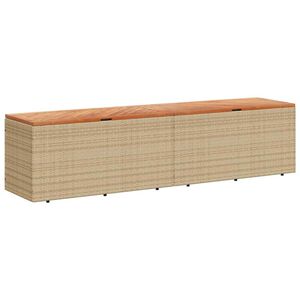 vidaXL b&eacute;zs polyrattan &eacute;s ak&aacute;cfa kerti t&aacute;rol&oacute;l&aacute;da 220 x 50 x 54 cm