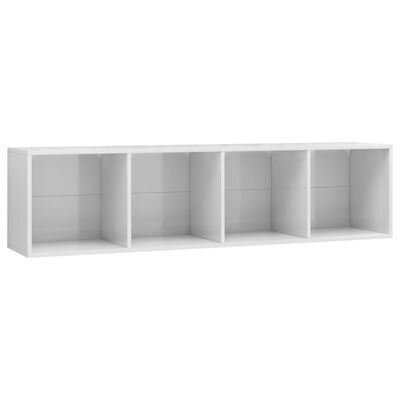 vidaXL magasfényű fehér könyv-/TV-szekrény 143 x 30 x 36 cm