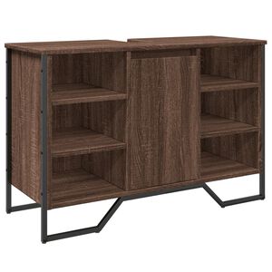 vidaXL barna t&ouml;lgy szerelt fa f&uuml;rdőszobai mosd&oacute;szekr&eacute;ny 91x35x60 cm