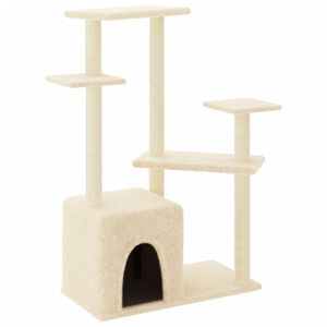 vidaXL kr&eacute;msz&iacute;nű macskab&uacute;tor sziz&aacute;l kapar&oacute;f&aacute;kkal 107,5 cm