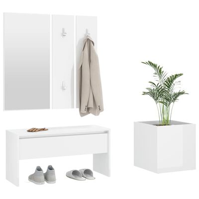 vidaXL magasfényű fehér szerelt fa előszobai bútorszett