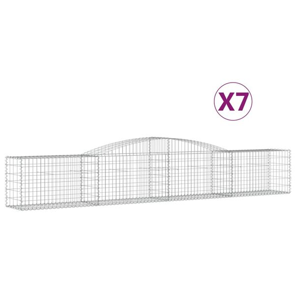 vidaXL 7 db íves horganyzott vas gabion kosár 400x50x60/80 cm