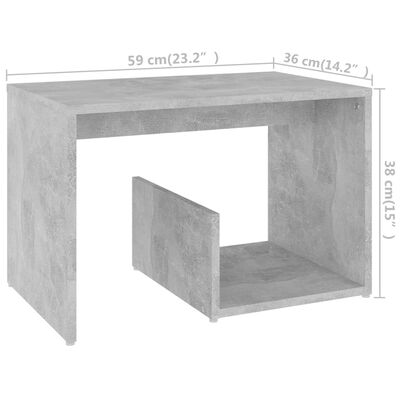 vidaXL betonszürke forgácslap kisasztal 59 x 36 x 38 cm